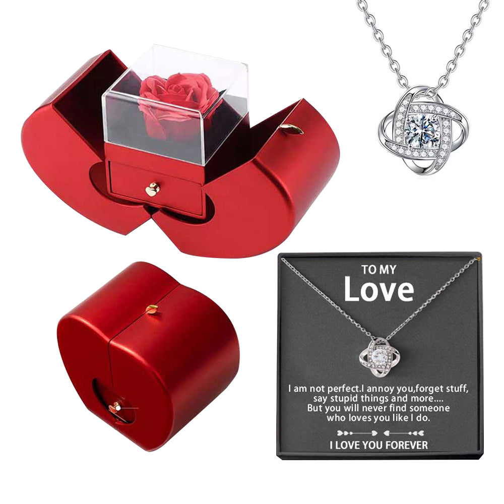 Eternal Love Necklace with Rose Gift Box and Best Wishes Card