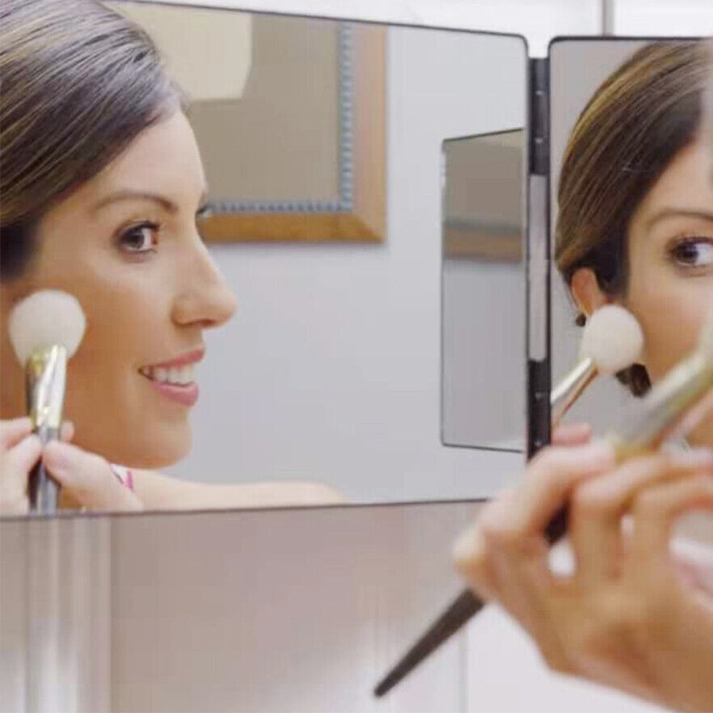 Adjustable Tri-Fold Hairdressing Makeup Mirror   with Hook