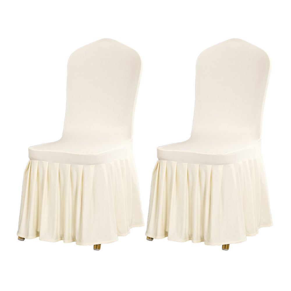 2Pcs Stretch Pleated Solid Colour Chair Cover