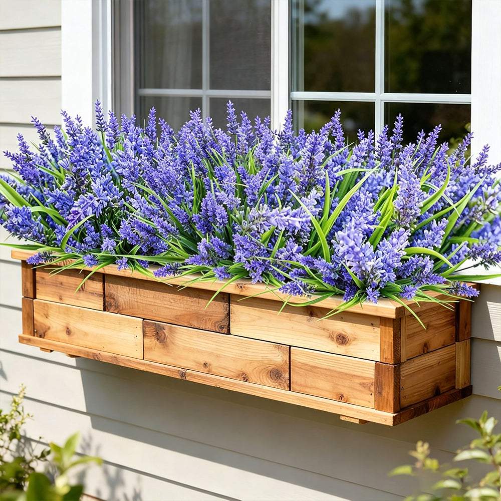 16Pcs Artificial Plants Outdoor Fake Lavender Realistic Plastic Faux Plants for Balcony Patio