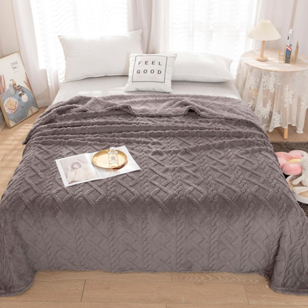 Soft Warm Reversible Faux Long Plush Blanket