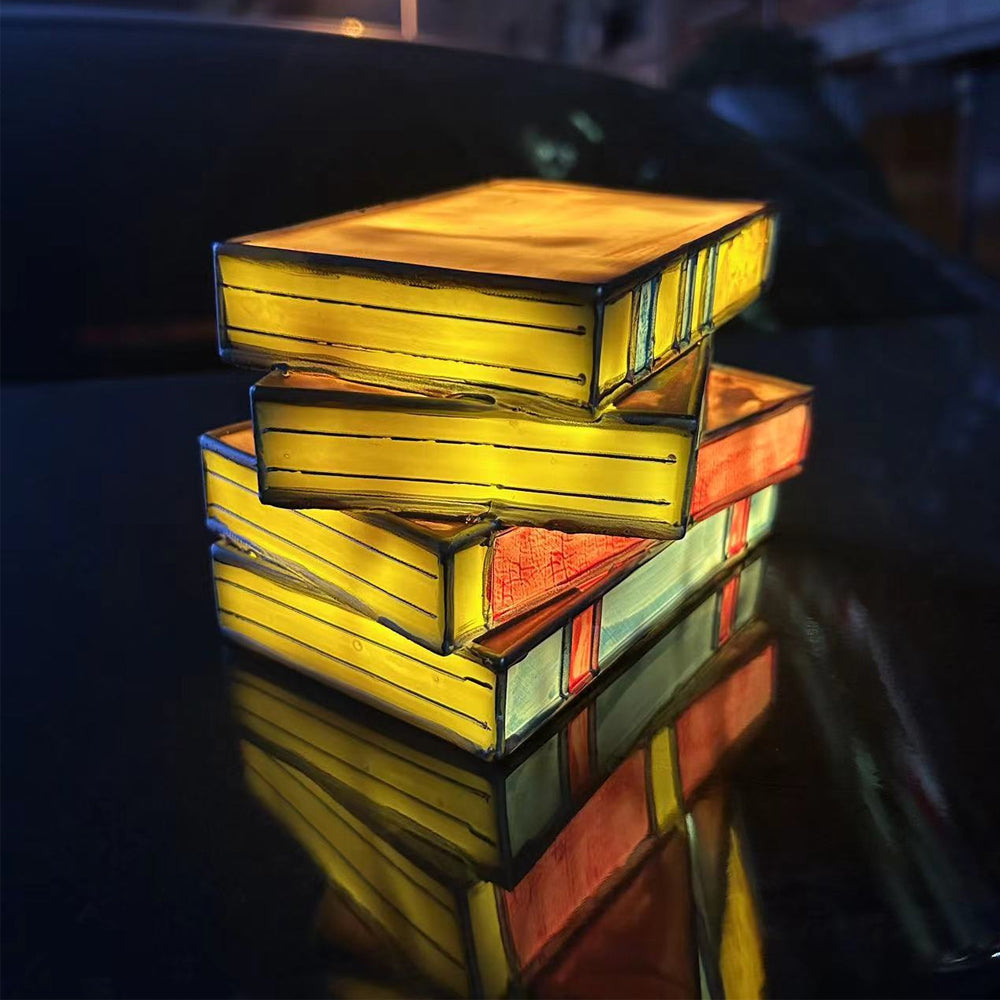 Resin Stained Stacked Books Lamp