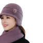 Winter Warm Earflap Hat Scarf Set for Elderly & Middle-Aged Ladies Women