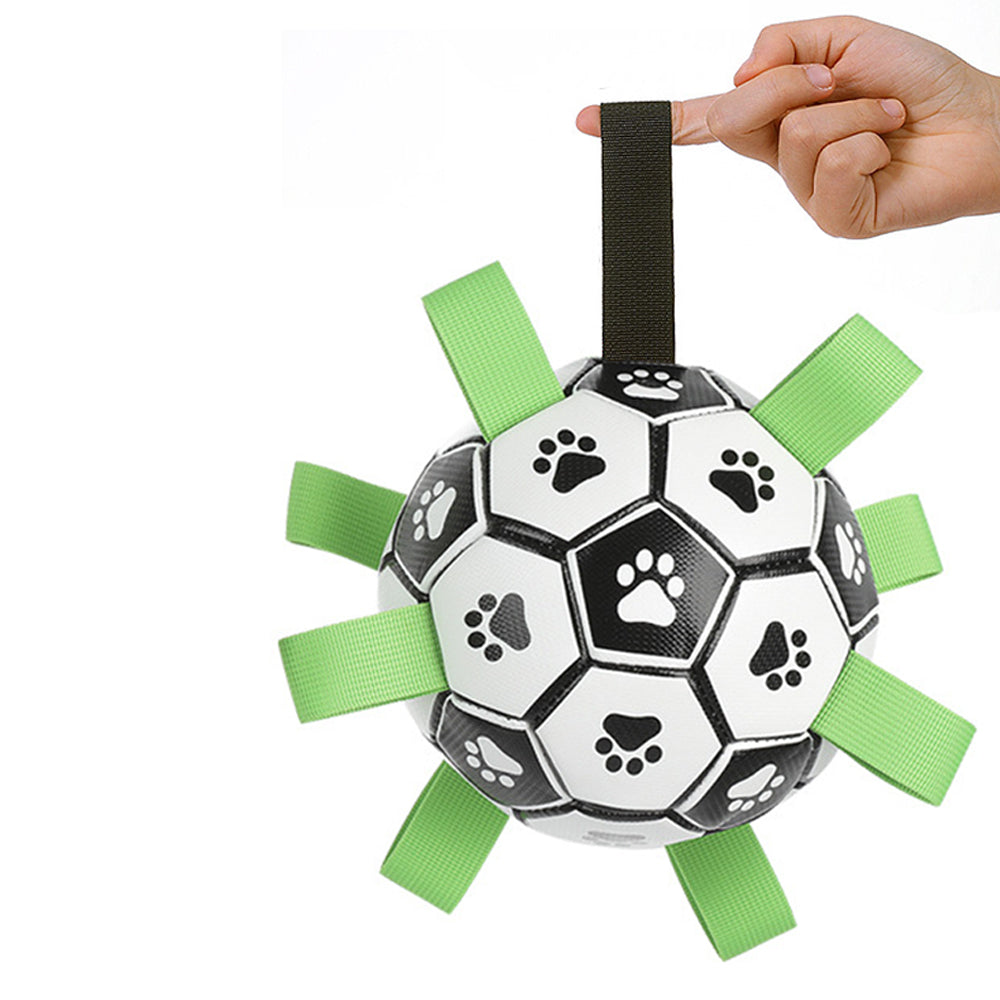 Interactive Dog Soccer Ball Toy with Handles for Training and Water Play 24cm