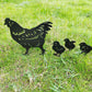 4Pcs Metal Hen and Chicks Silhouette Garden Stakes