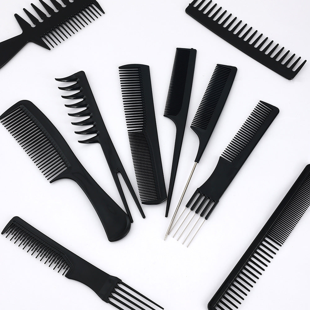 10Pcs Hair Brush Set with PVC Storage Box for Barbershop Salon and Home Use