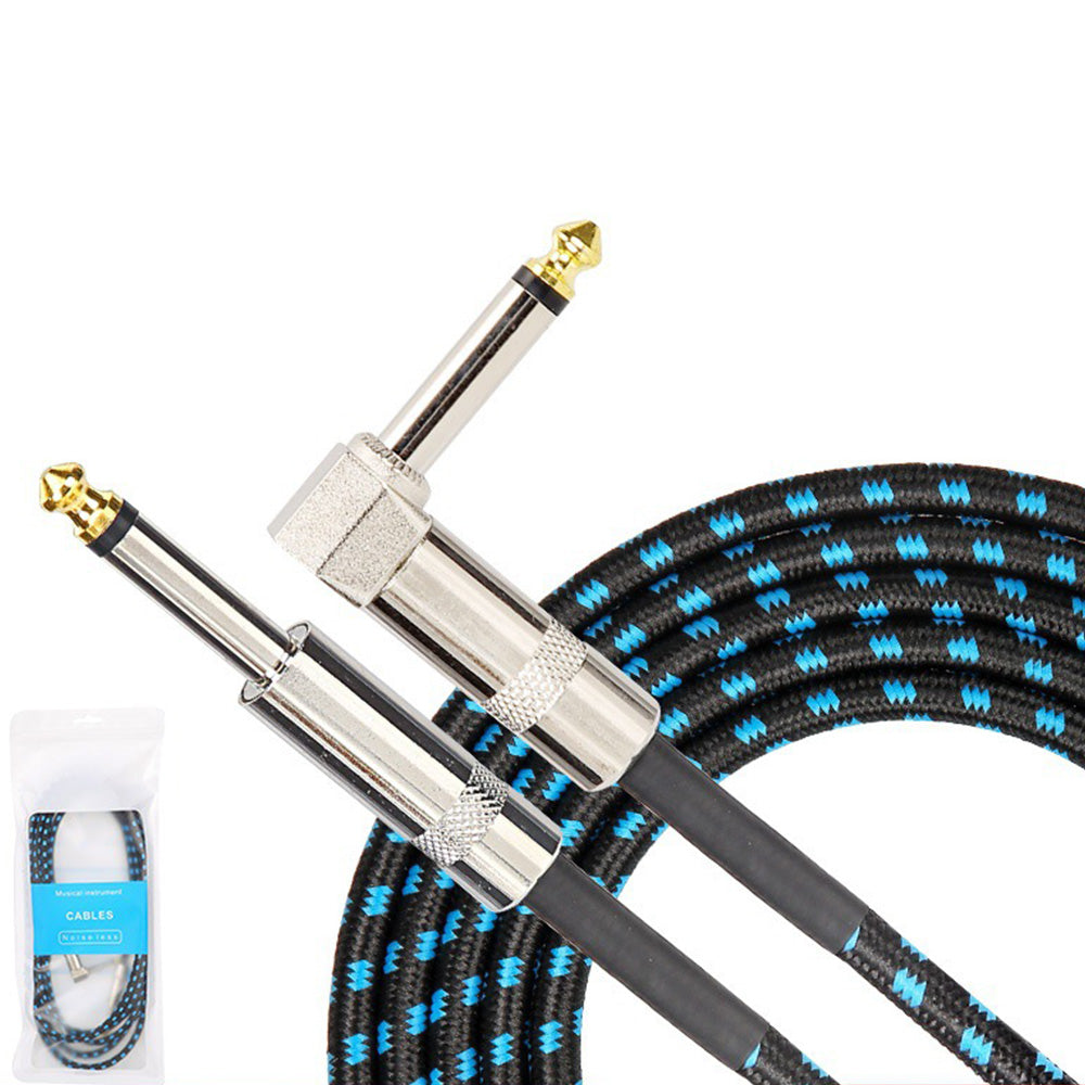 3m Audio Cable 6.35mm Straight to Right Angle Cord for Amplifiers and Effects