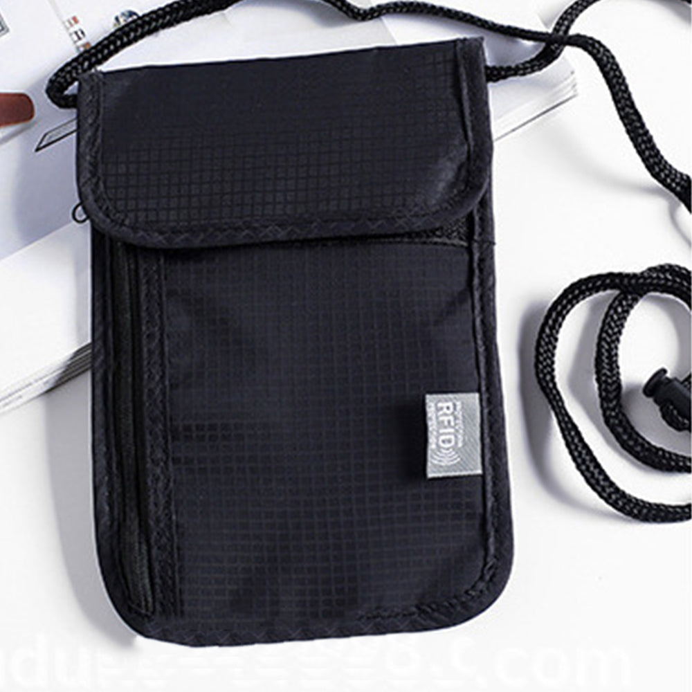 RFID Shielding Neck Passport Card Wallet Travel Storage Pouch