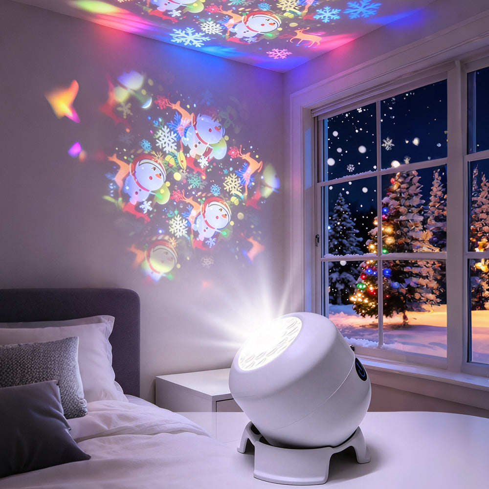 USB Rechargeable Rotating Christmas LED Projection Night Light