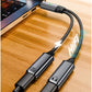 2-in-1 Audio Charger Splitter Type-C Male to USB Female with Type-C Female Charging 100W