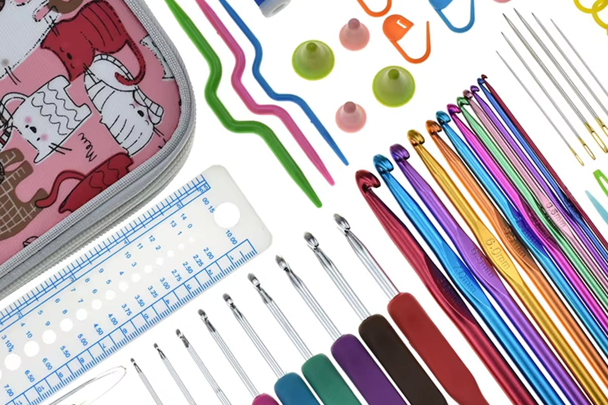 72-Piece Crochet Hooks Set with Knitting Needles and Sewing Tools for DIY with Storage Bag