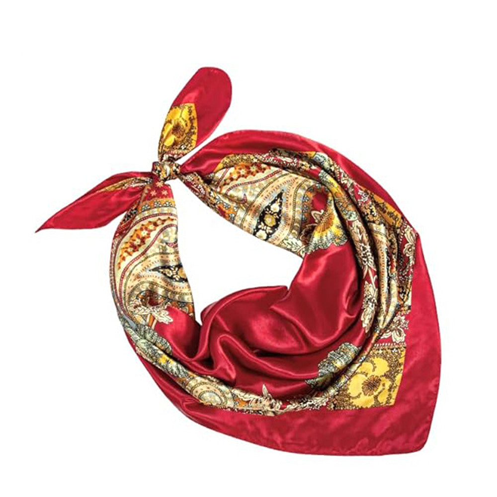90cm Square Head Scarf Printed Satin Hair Scarf Bandanas for Women