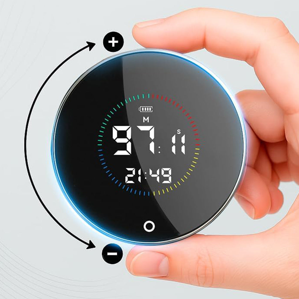 Attachable Rotary Digital Kitchen Timer with Large LED Display Visual Countdown for Cooking Study
