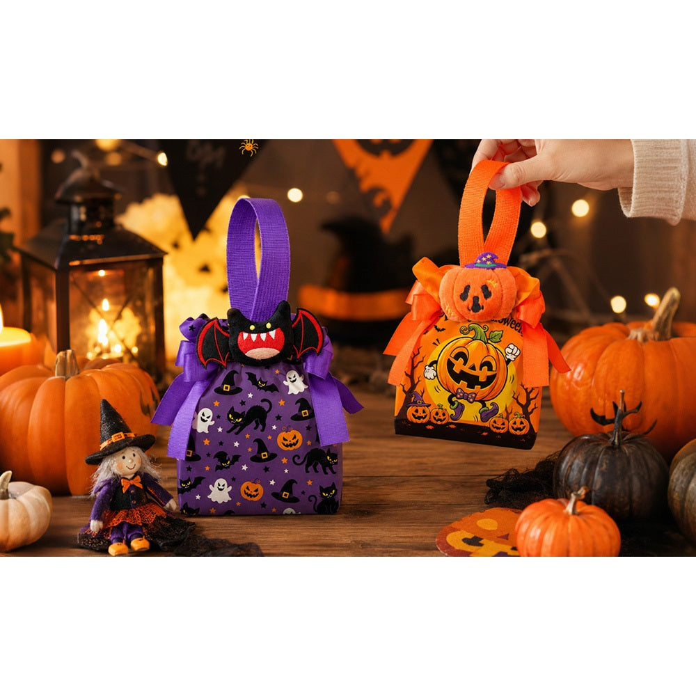 5 PCS Halloween Pumpkin Canvas Candy Gift Bags