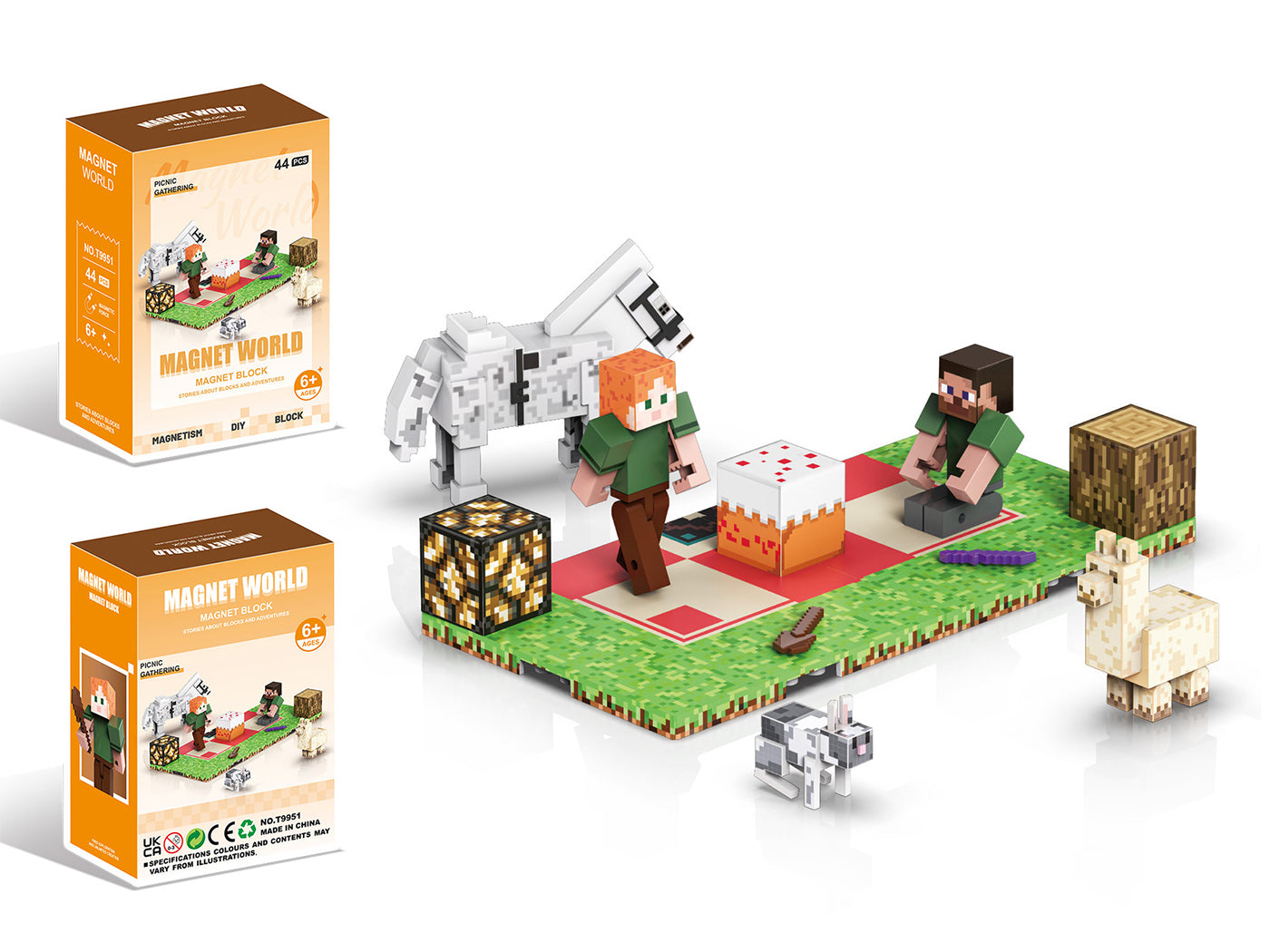 44/46/48Pcs Minecraft Inspired Magnetic Blocks Building Toys Set