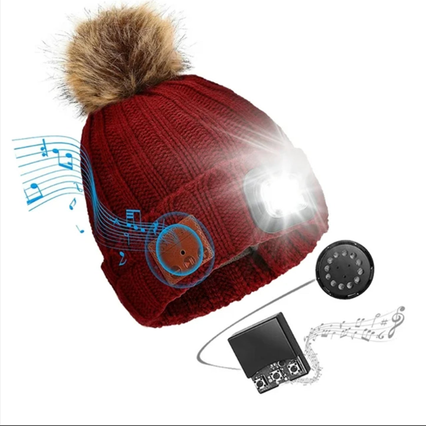 400mAh USB Rechargeable Bluetooth 5.2 Hat Stereo Headphone with 4 LED Light