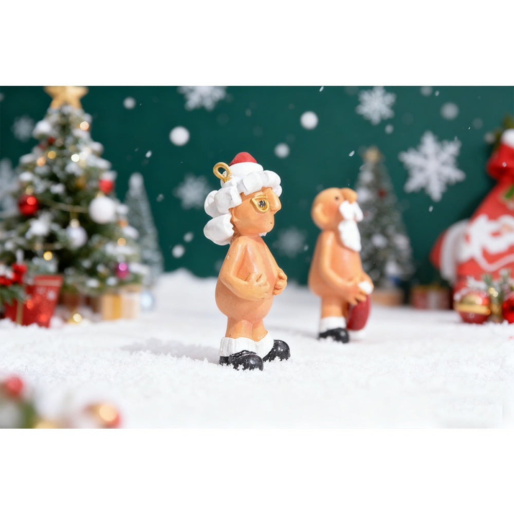2Pcs 8cm Resin Santa Claus Pendants Christmas Hanging Decorations