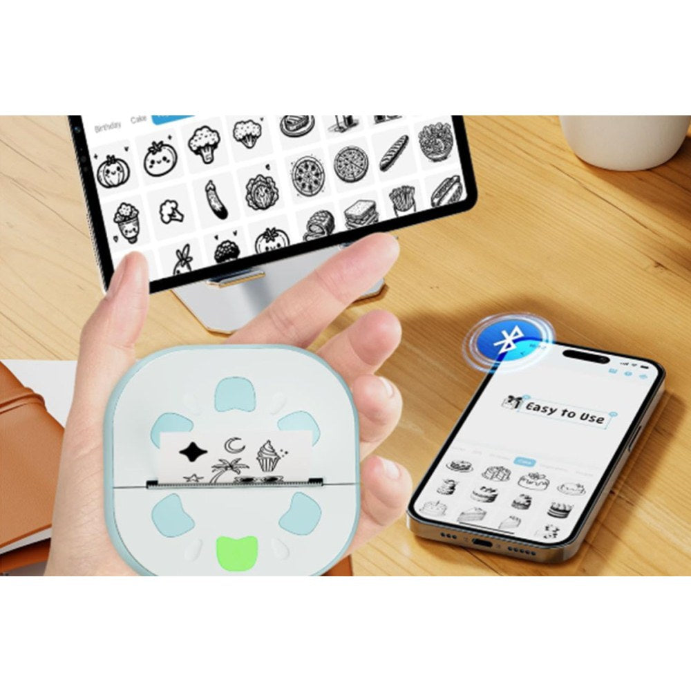 Sticker Printer Mini Printer Bluetooth Portable Sticker Maker with 3 Rolls Paper