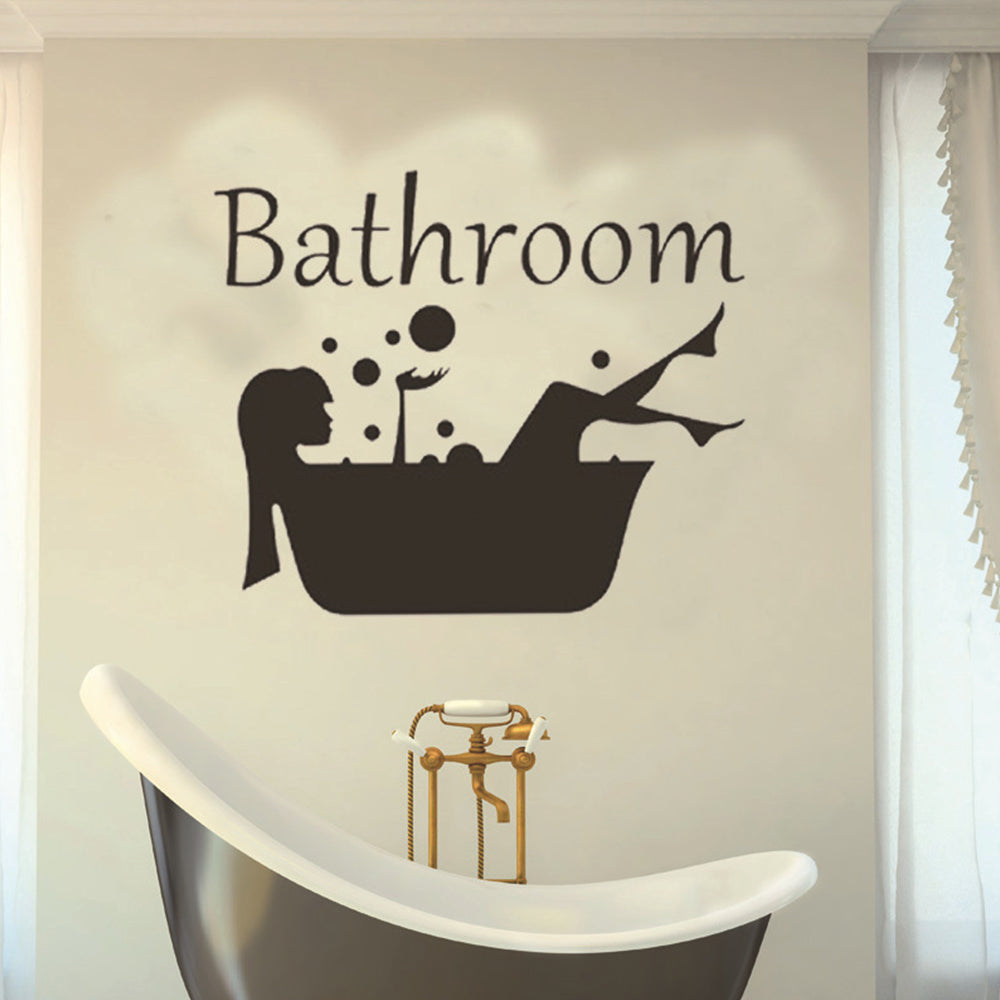 3 Pieces Bathroom Wall Decals Sticker Bathtub Pattern Wall Sticker