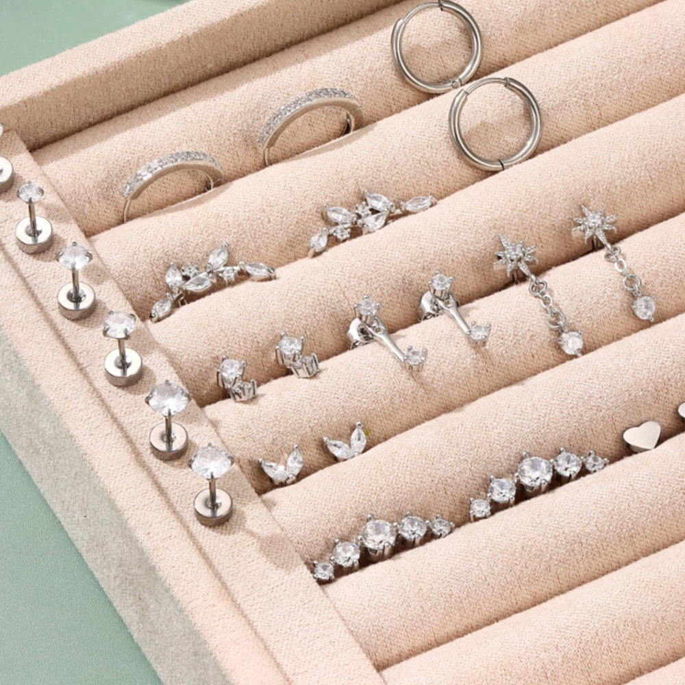 12 Pairs Women Earrings Studs and Hoops Set Fashion Cartilage Stackable Jewelry