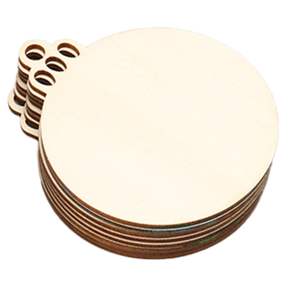 10Pcs Wooden Round Bauble Blank Christmas Tree Hanging Ornament DIY Craft