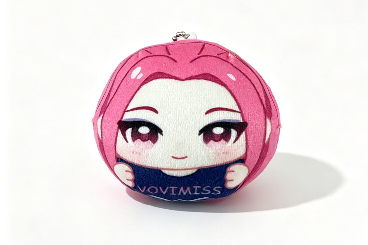 7cm Cartoon Inspired Round Plush Keychain Soft Squishy Ball Ornament Bag Pendant Christmas Gift