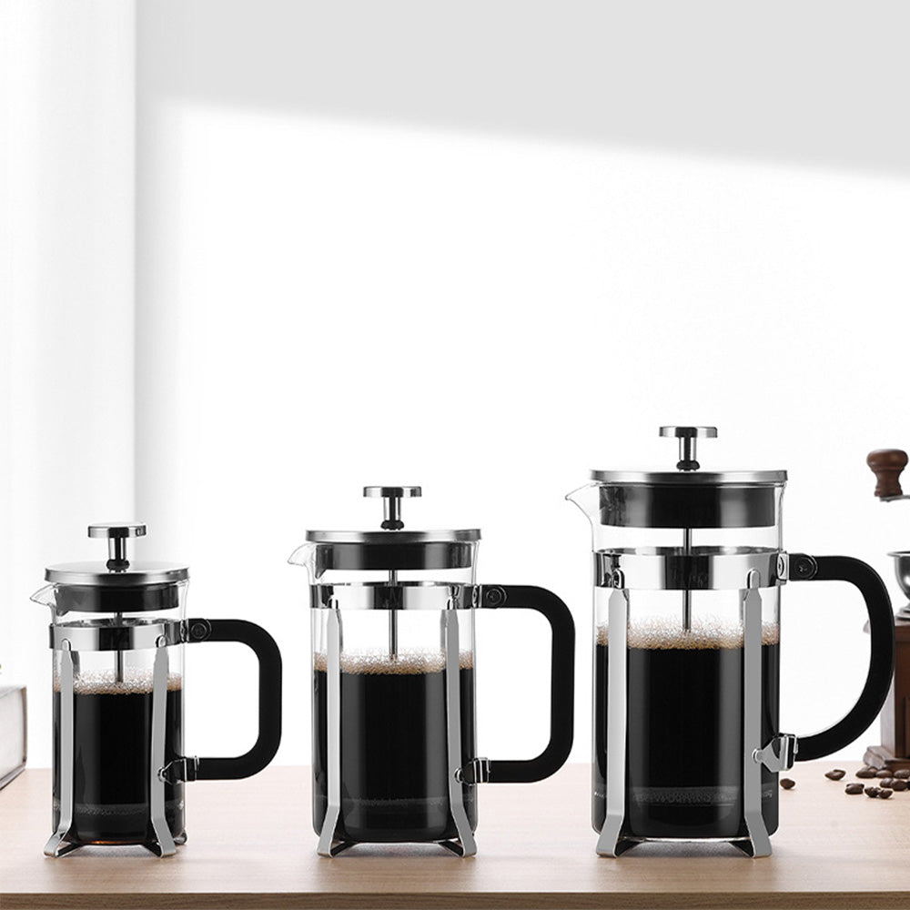French Press Coffee Maker Borosilicate Glass Stainless Steel Brewer Cold Brew Cafetera