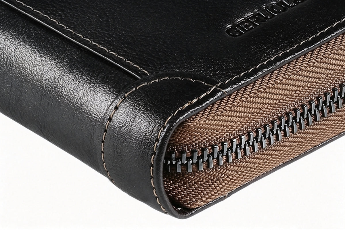 PU Leather Accordion Card Holder Zipper Credit Card Wallet Purse for 20 Cards