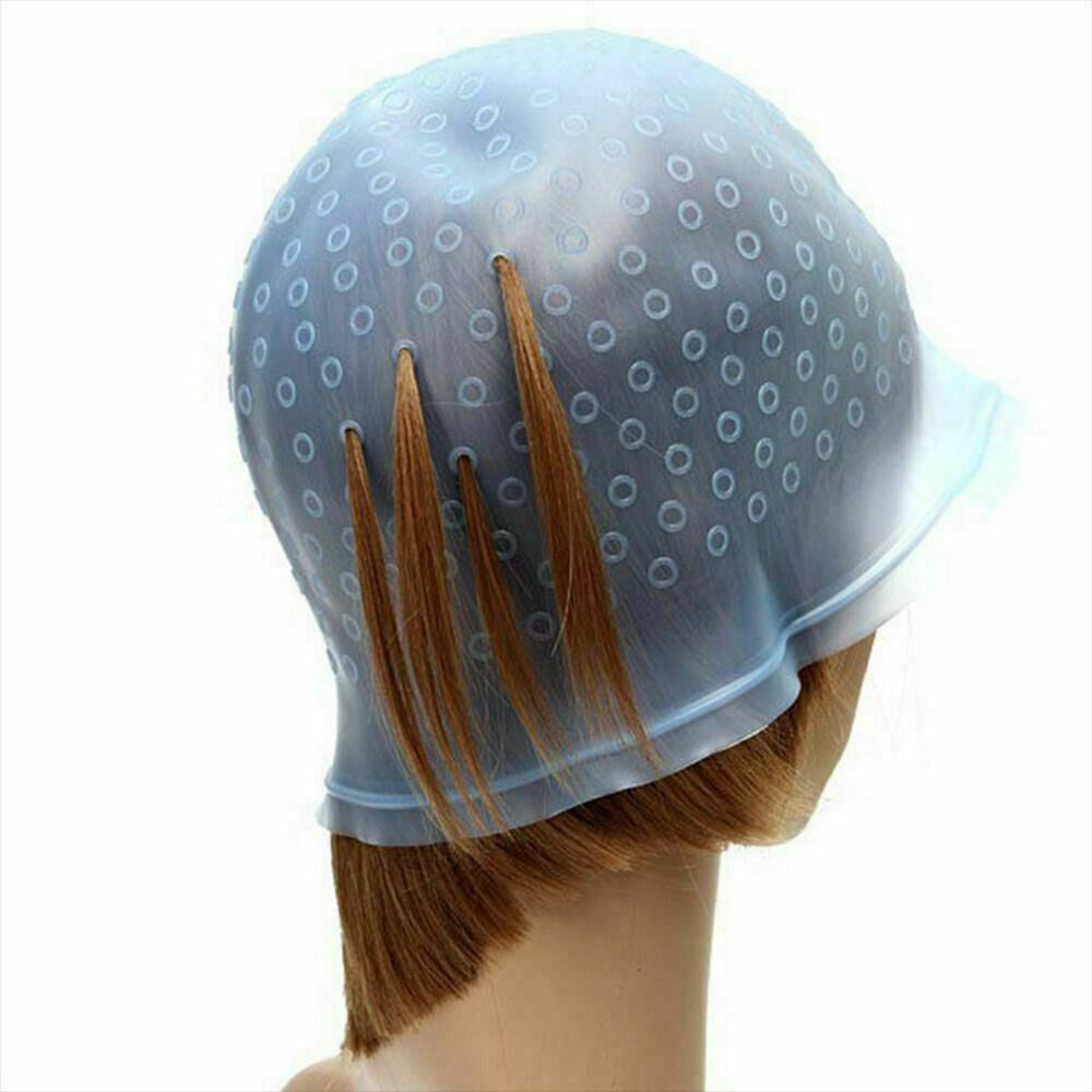 Reusable Silicone Hair Highlighting Cap with Stainless Steel Hook