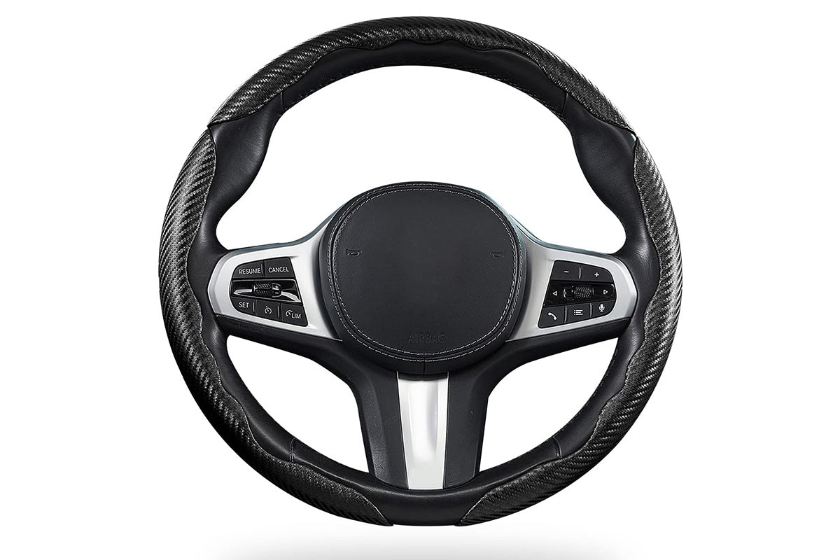 3 Piece Carbon Fiber Steering Wheel Cover Non-Slip Grip Protector