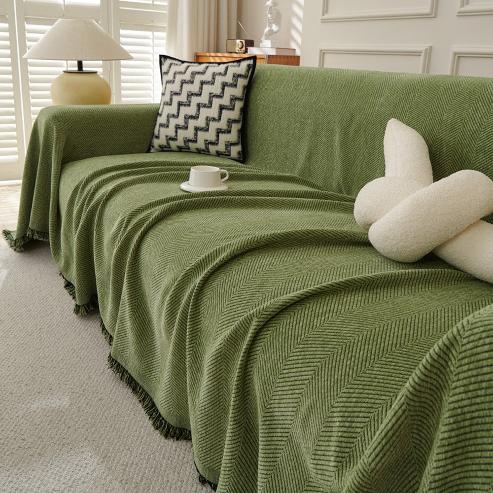 Sofa Throw Rug Cover Large Blanket for Couch Furniture Protector-Green