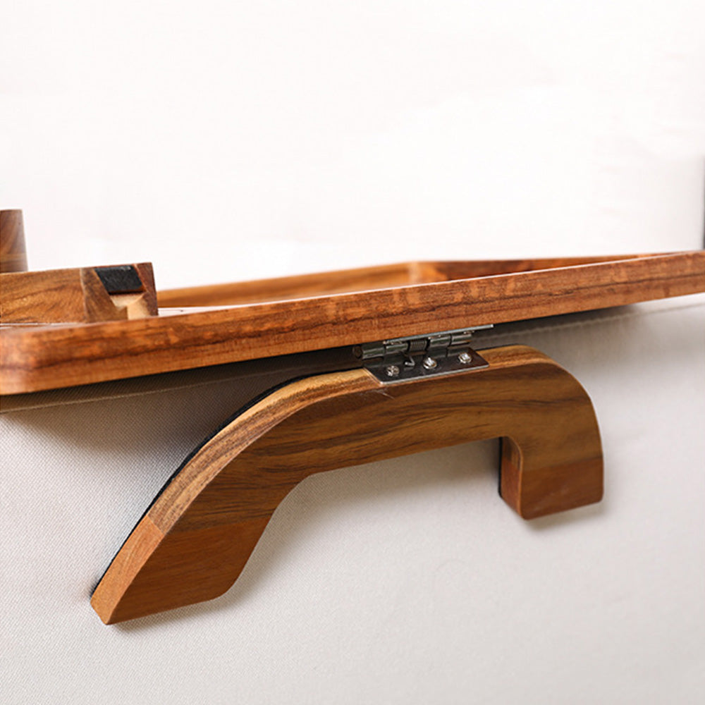 3-in-1 Wooden Sofa Arm Tray with Rotating Phone Holder and Cup Slot