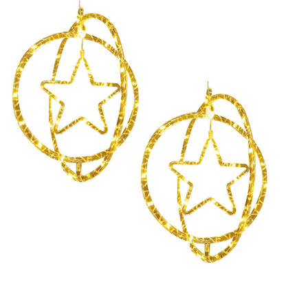 2Pcs Christmas LED Decoration Lights Battery Operated Double Ring LED String Christmas Decoration