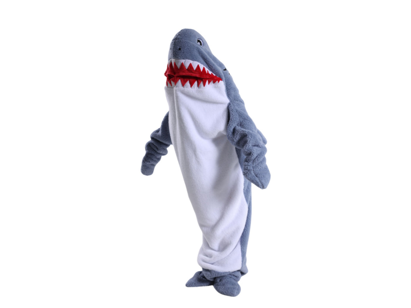 Flannel Cartoon Shark Wearable Hoodie Sleeping Blanket