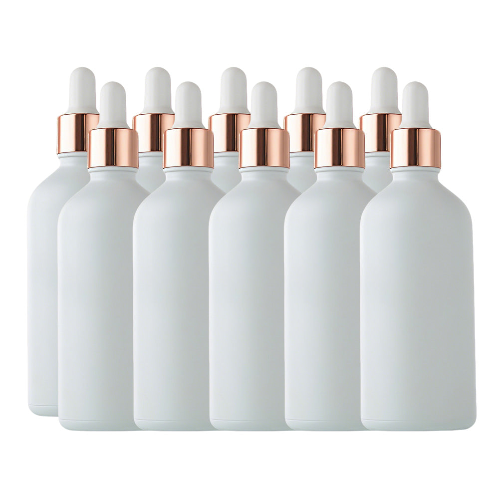 10 Pack Glass Dropper Bottles Rose Gold Caps for Essential Oils 15ml 30ml 50ml