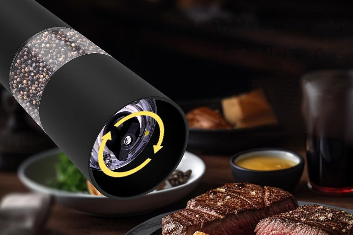 2PCS Electric Pepper Grinder LED Light Adjustable Coarseness