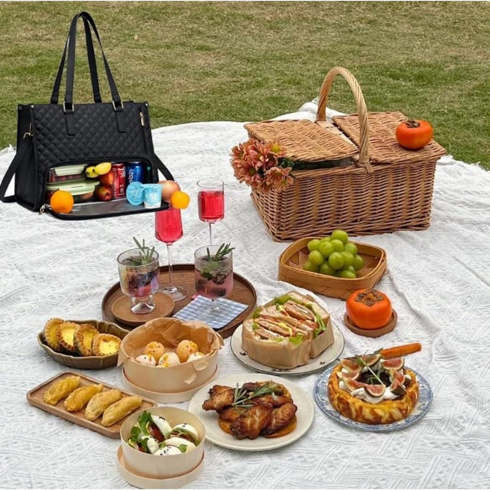2-in-1 Tote Travel Bag and Wallet with Insulated Lunch Compartment