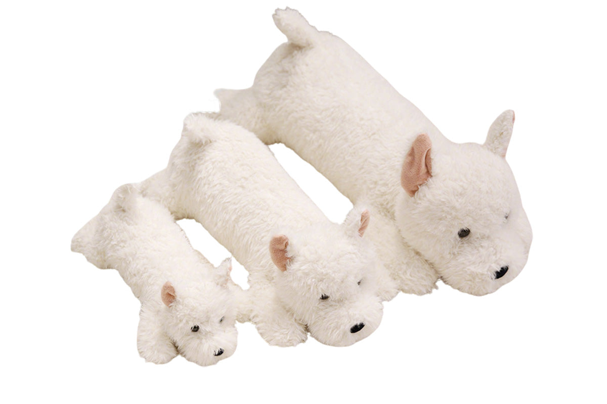 Stress Relief Realistic West Highland White Terrier Plush Toy Soft Cuddly Lying Stuffed Dog Animal