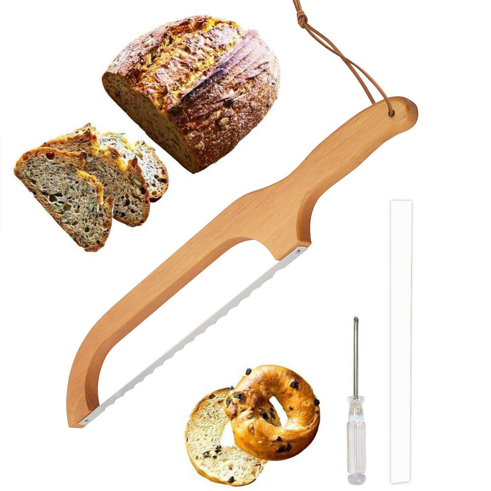 Single-Serrated Bread Bow Knife Slicer with Protective Cover