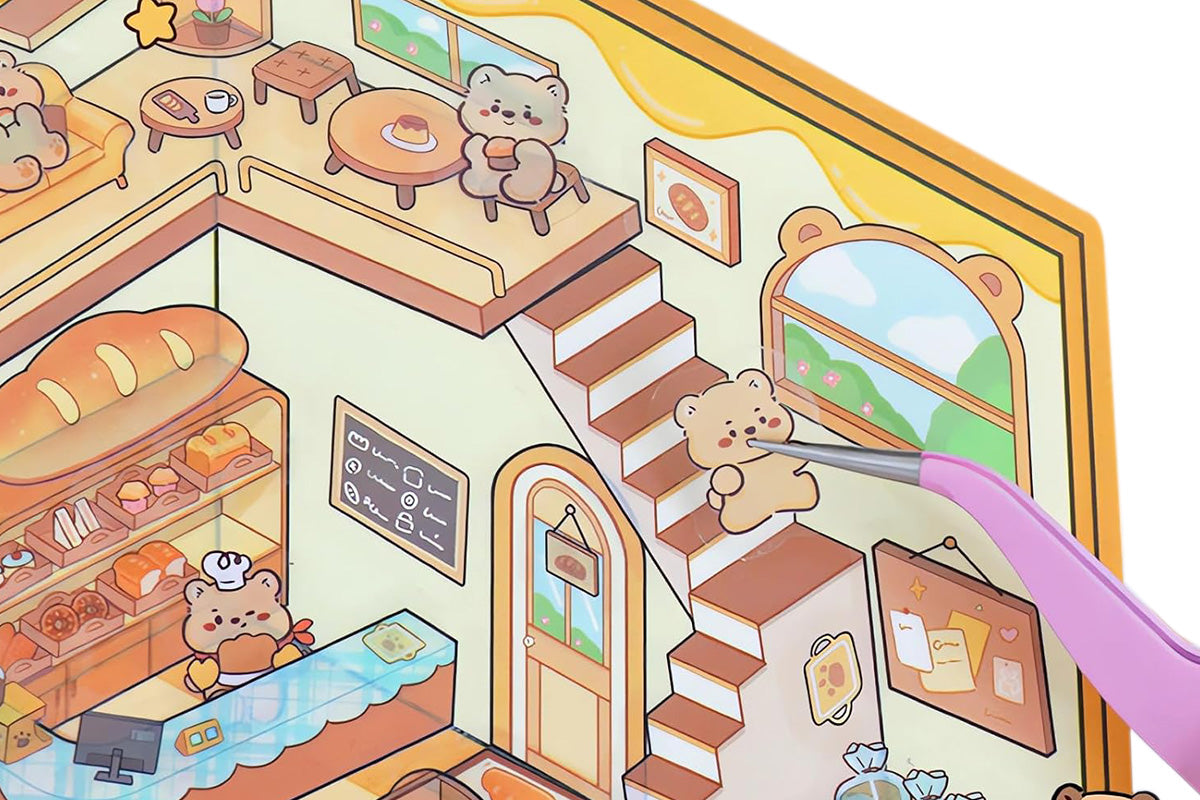20 Sets DIY House Sticker Kit 3D Miniature Scene Stickers Cute Cartoon Scenes