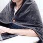 USB Heated Shawl Blanket Flannel Wrap with Detachable Heating Pad
