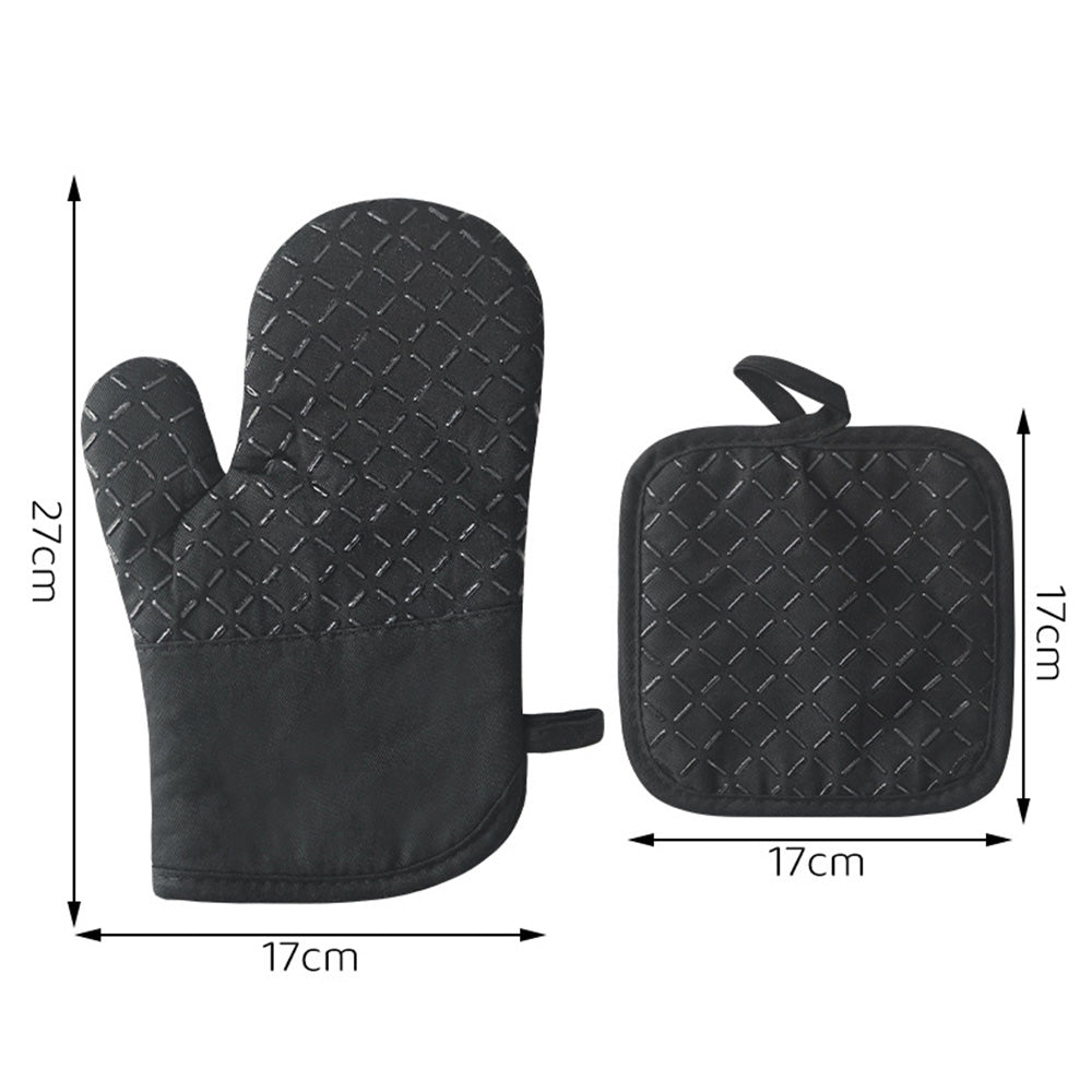 Cotton Silicone Oven Mitts Set with Pot Holders
