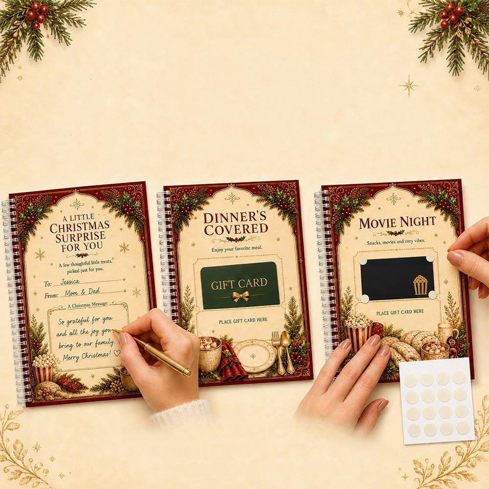 DIY Christmas Gift Card Book with Spiral Binding and Handwritten Notes