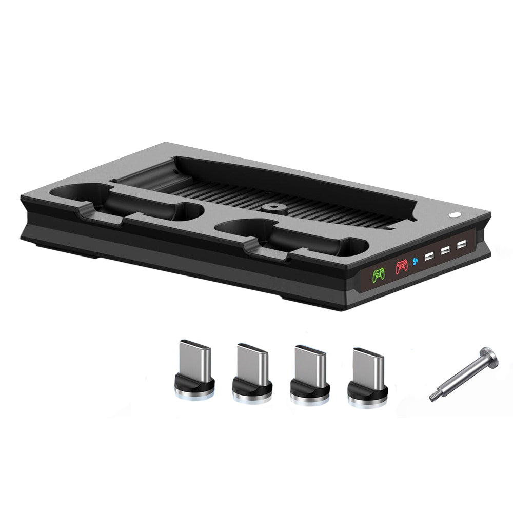 For PS5 Vertical Stand Cooling Fan with Dual Controller Charging Dock Station