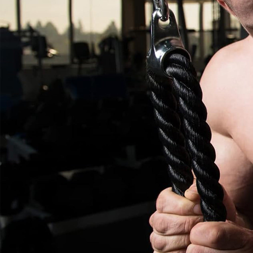 4 Piece Home Gym Cable Attachment Set with 2 Hooks and Tricep Rope
