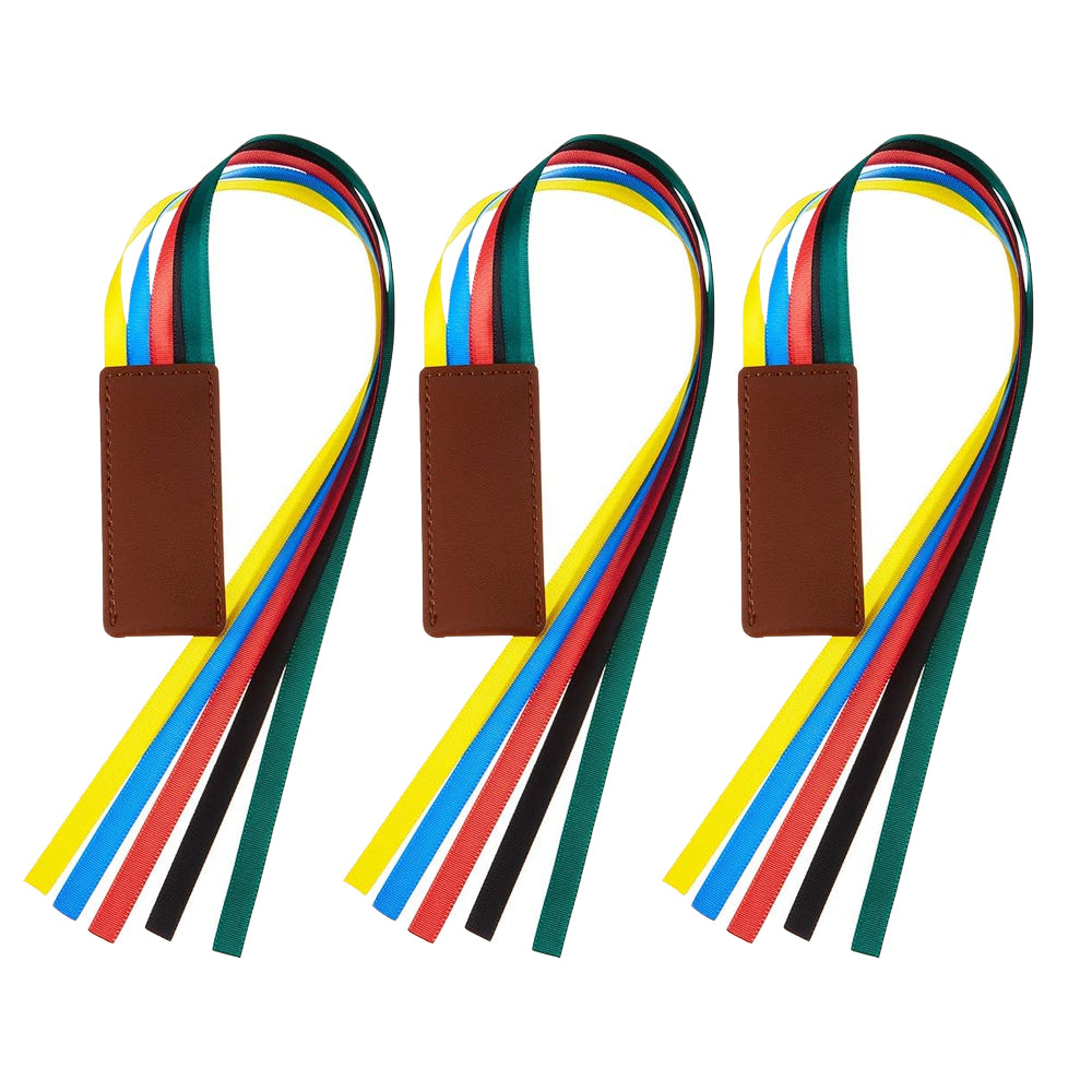 3Pcs PU Leather Ribbon Bookmark
