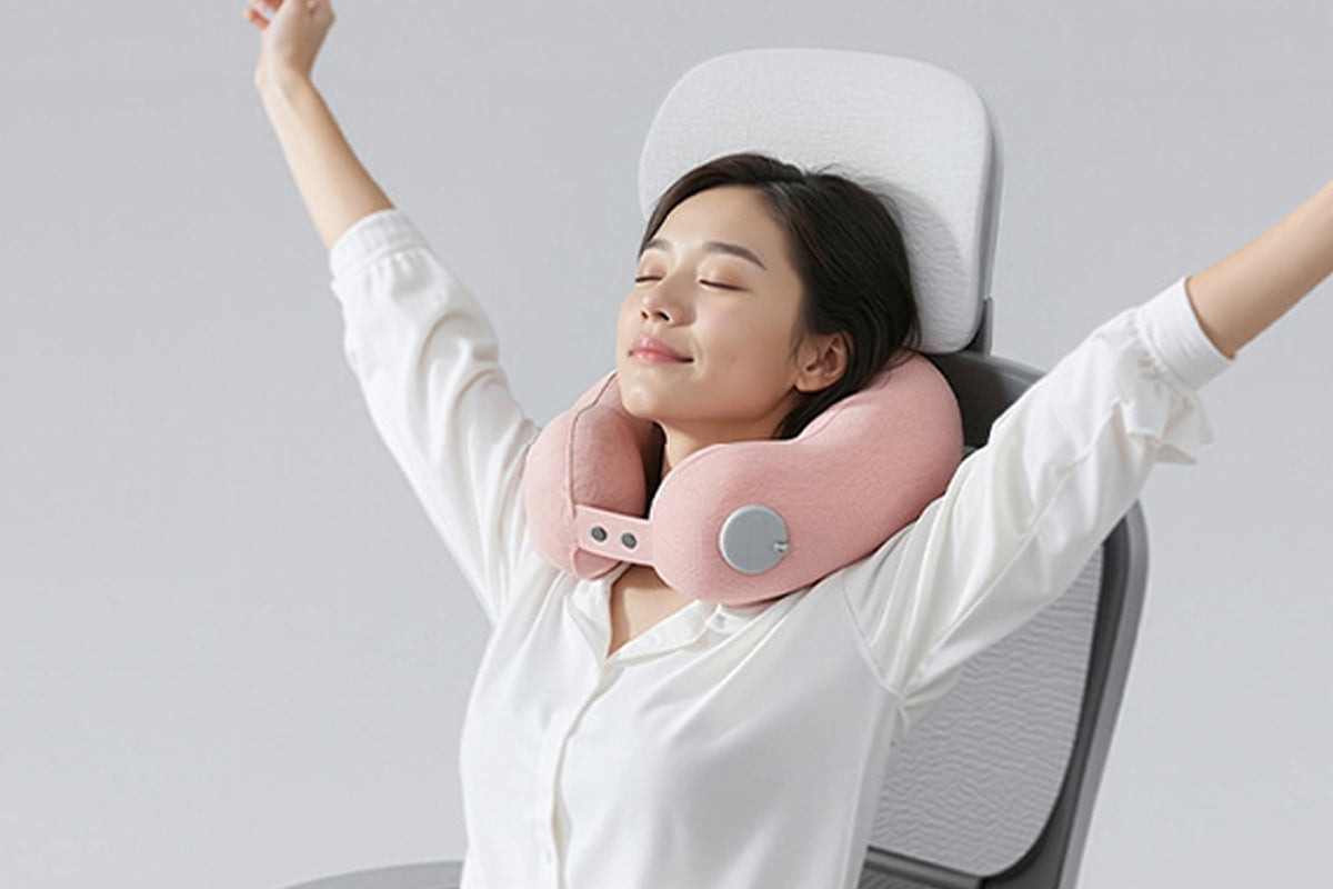 Set of 3pcs Travel Self-Inflating Neck Pillow Lumbar Support Pillow Hanging Footrest