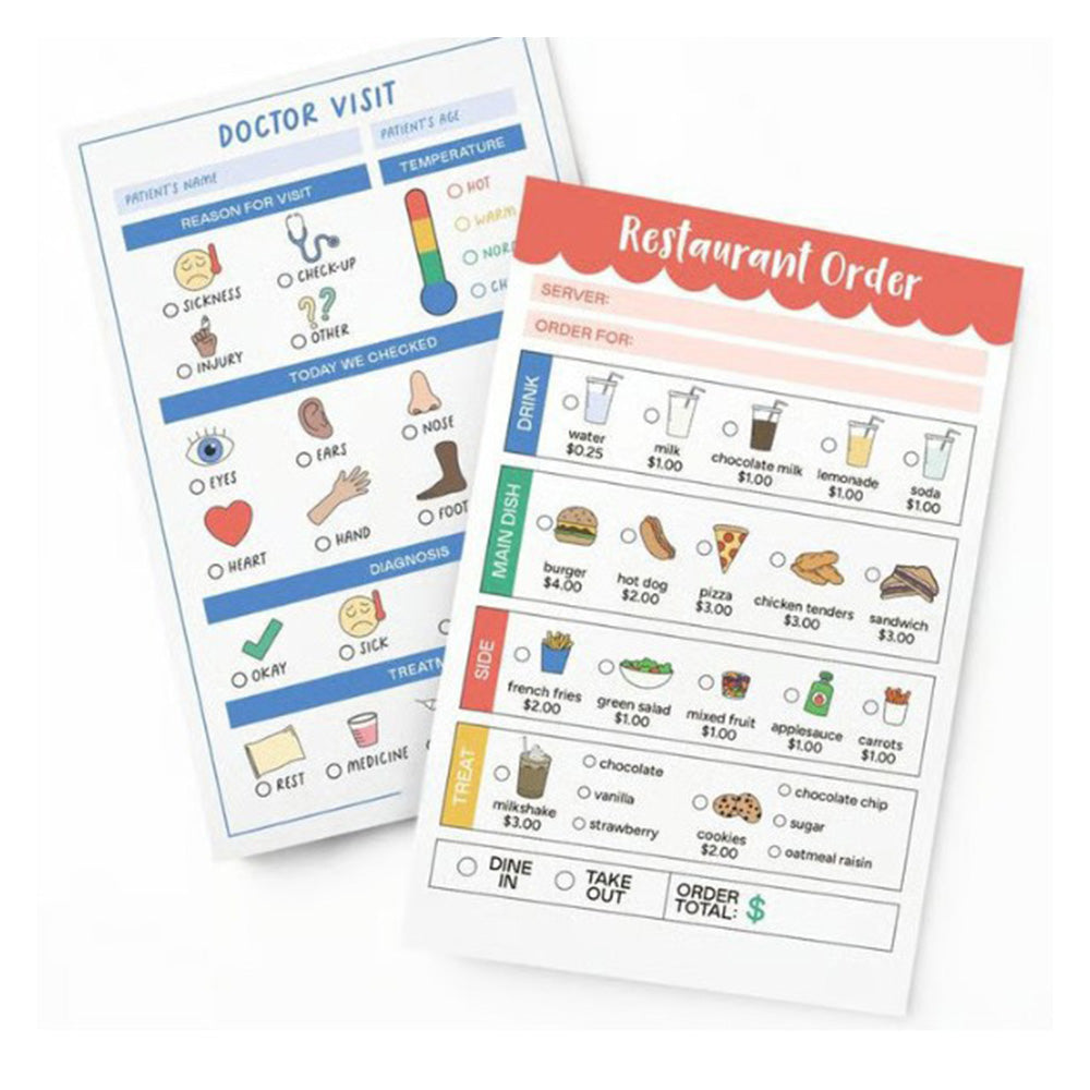 8 Theme Pretend Play Notepads Imaginative Play Notebooks for Boys Girls