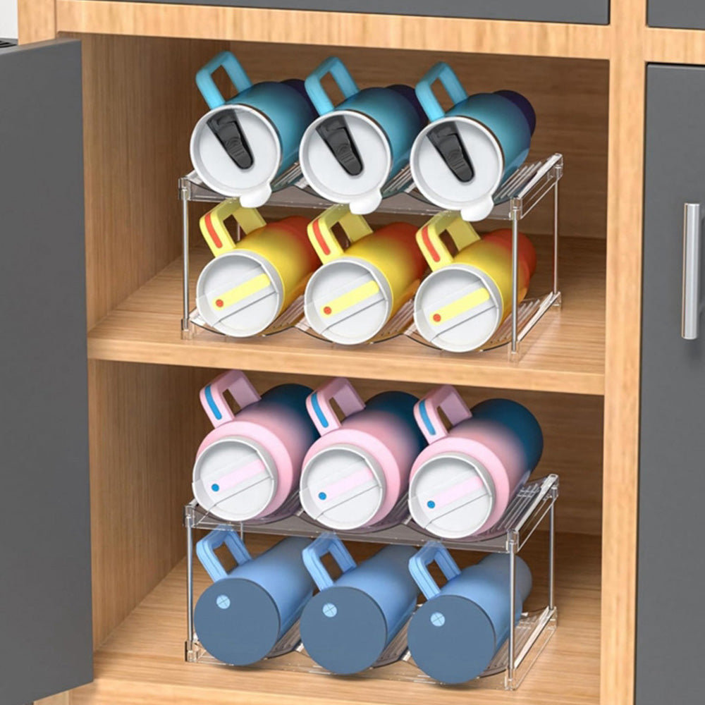 Stackable Clear Storage Rack for Wine Bottle Cup
