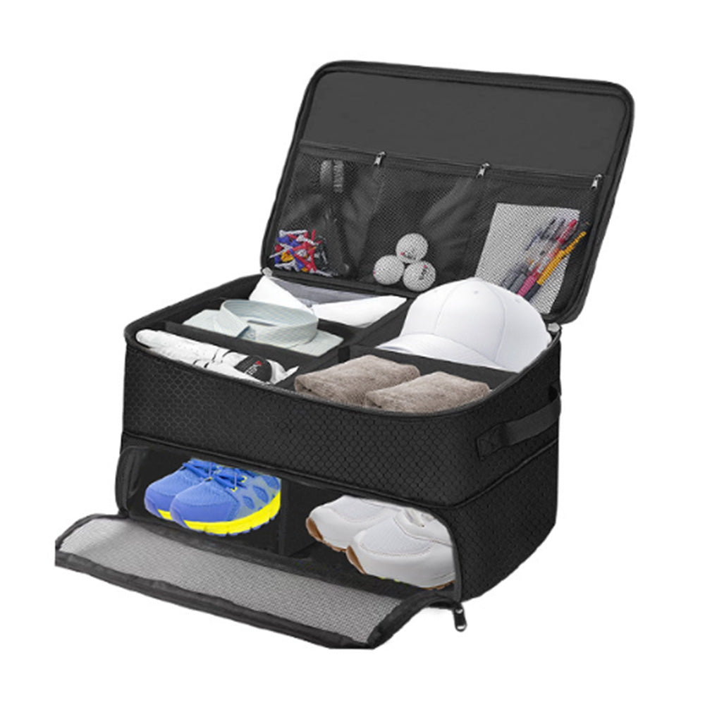 2 Layer Golf Trunk Organizer Car Golf Locker With Separate Ventilated Compartment
